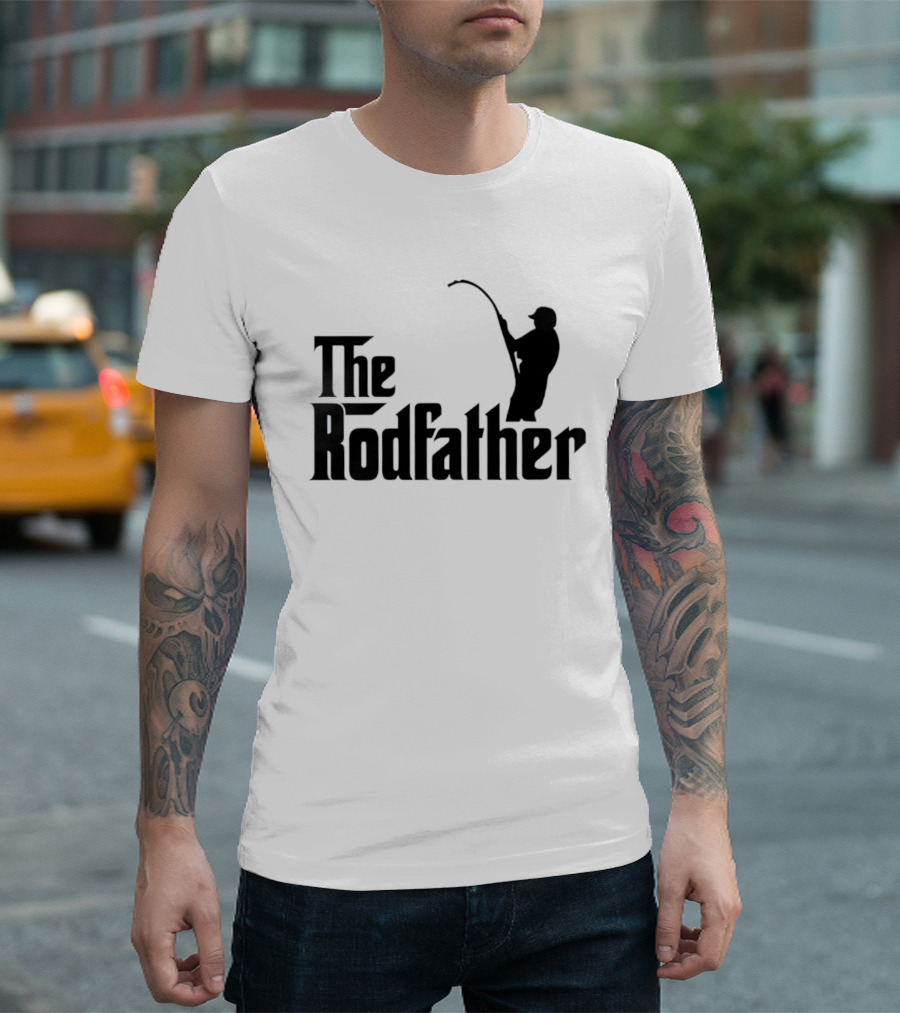The Rodfather Fishing Parody Text And Image T-Shirt