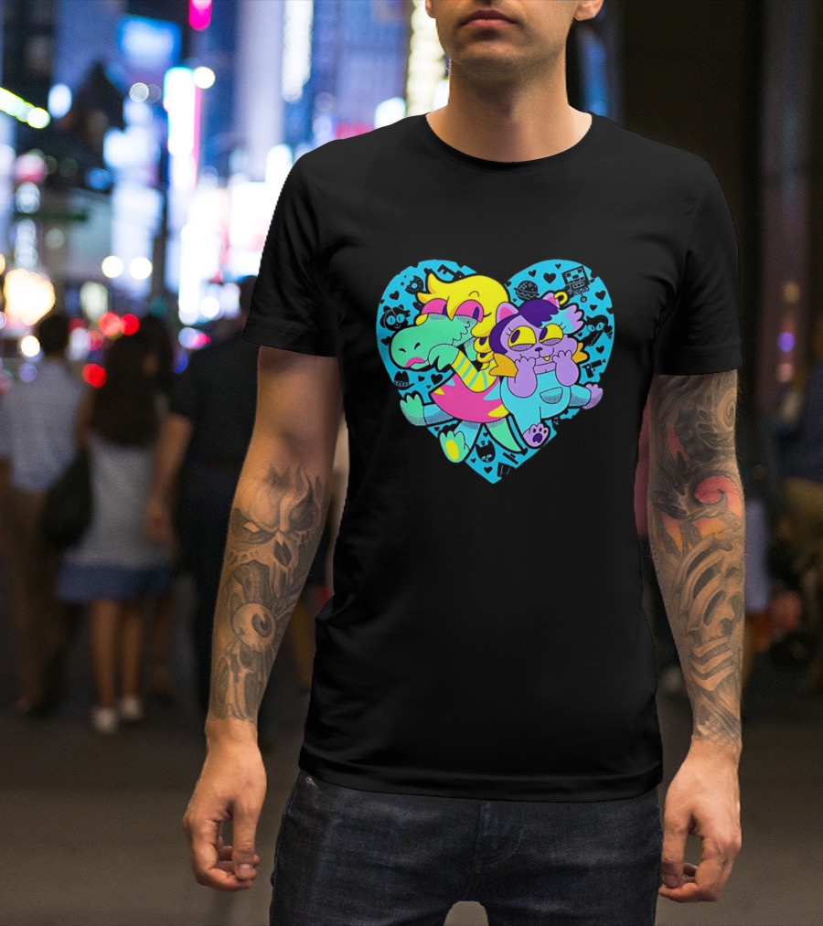 Alphys Mew Mew Heart Art Colorful Character Pair T-Shirt