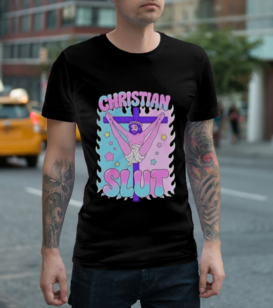 Christian Slut Teen Hearts Jesus Splits Meme T-Shirt