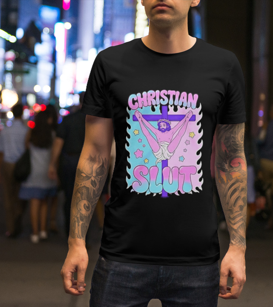 Christian Slut Teen Hearts Jesus Splits Meme T-Shirt
