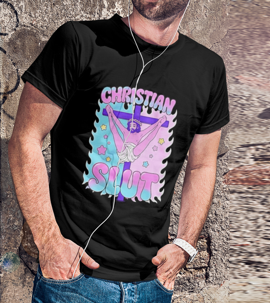 Christian Slut Teen Hearts Jesus Splits Meme T-Shirt