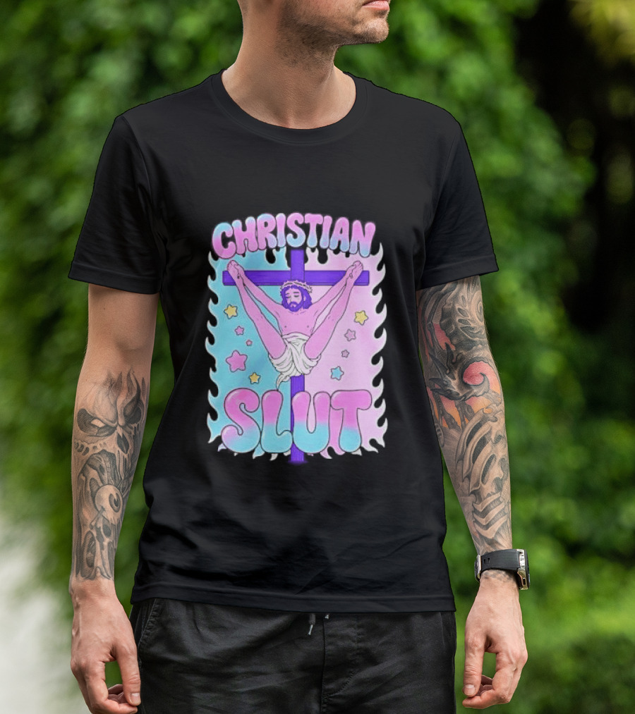 Christian Slut Teen Hearts Jesus Splits Meme T-Shirt