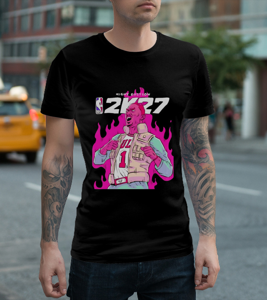Derrick Rose Bulls NBA 2K27 Might Edition Basketball T-Shirt