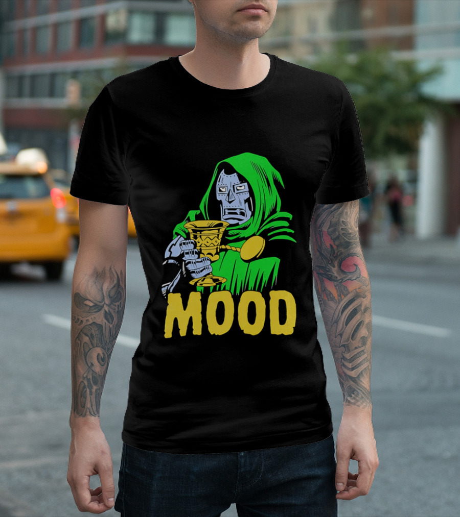 Doom Mood Green Cloaked Character Holding Goblet T-Shirt