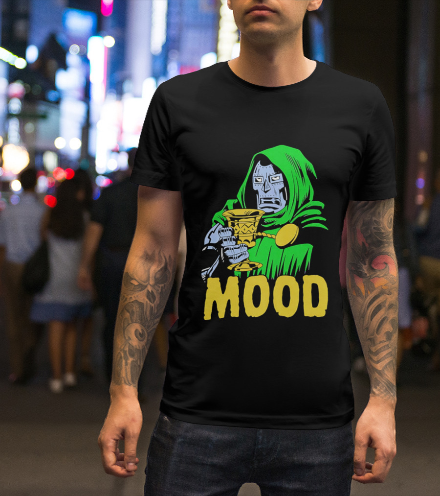 Doom Mood Green Cloaked Character Holding Goblet T-Shirt