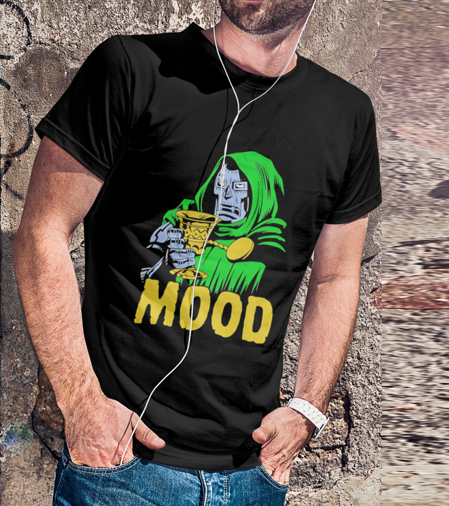 Doom Mood Green Cloaked Character Holding Goblet T-Shirt