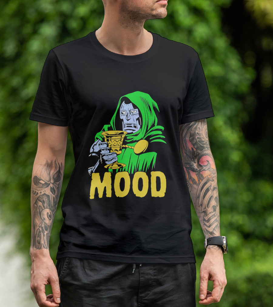 Doom Mood Green Cloaked Character Holding Goblet T-Shirt