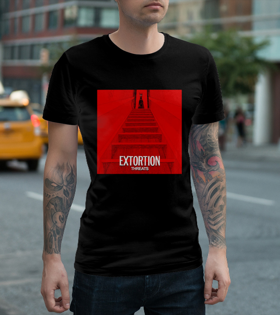 Extortion Threats Dark Stairs Red Scene T-Shirt