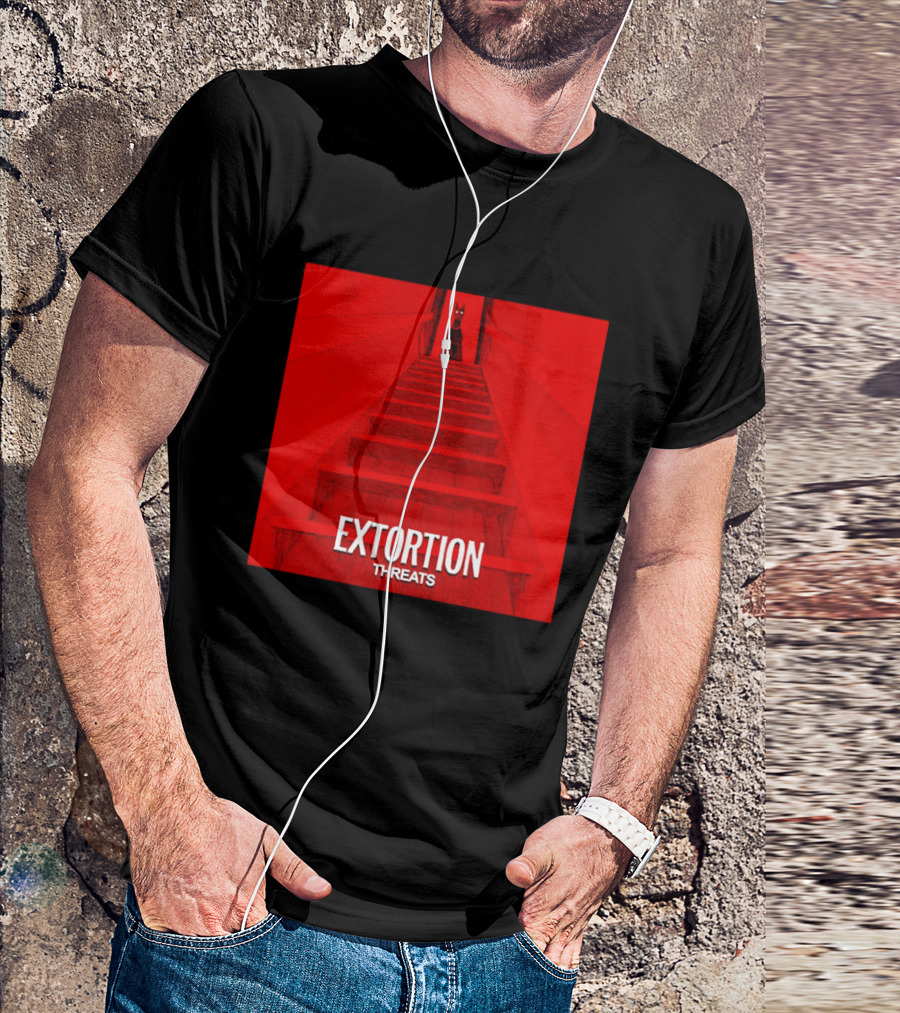 Extortion Threats Dark Stairs Red Scene T-Shirt