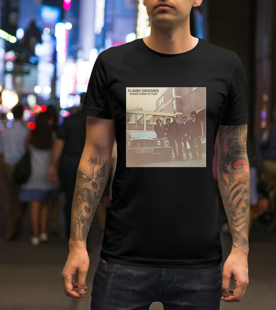 Flamin' Groovies Shake Some Action 50th Anniversary Album Cover Retro Car Scene T-Shirt