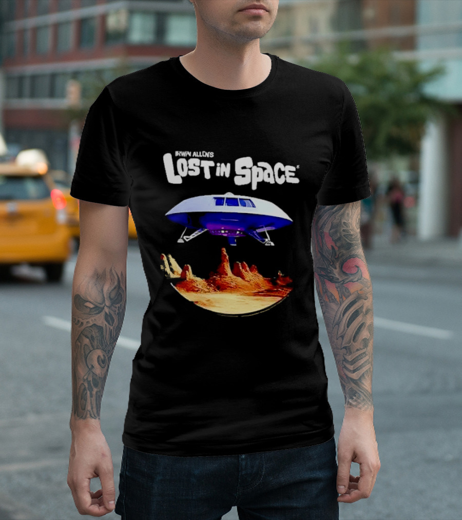 Irwin Allen's Lost In Space Sci Fi Spaceship Over Alien Terrain T-Shirt