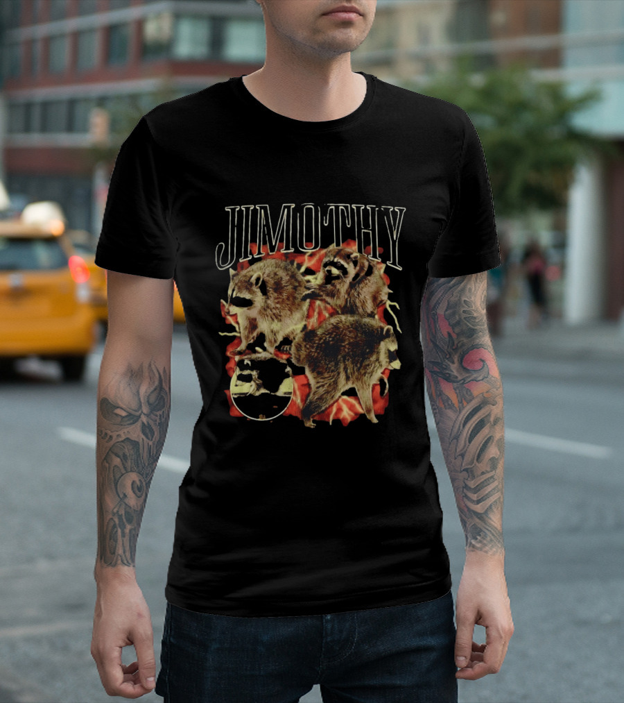 Jimothy Raccoon Trio Fire Motif Seattle Bootleg T-Shirt