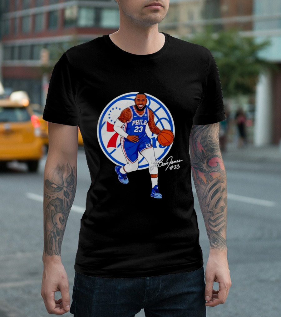 Philadelphia 76ers 23 LeBron James Blue Basketball Phila 76ers T-Shirt