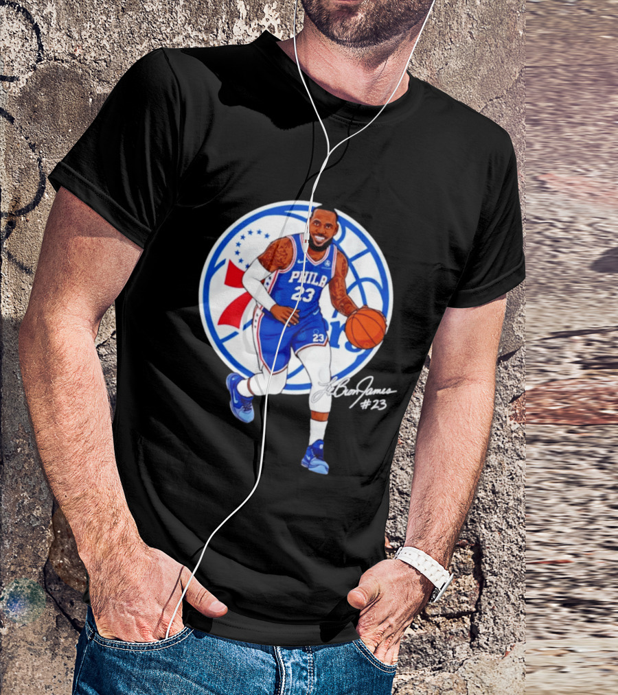 Philadelphia 76ers 23 LeBron James Blue Basketball Phila 76ers T-Shirt