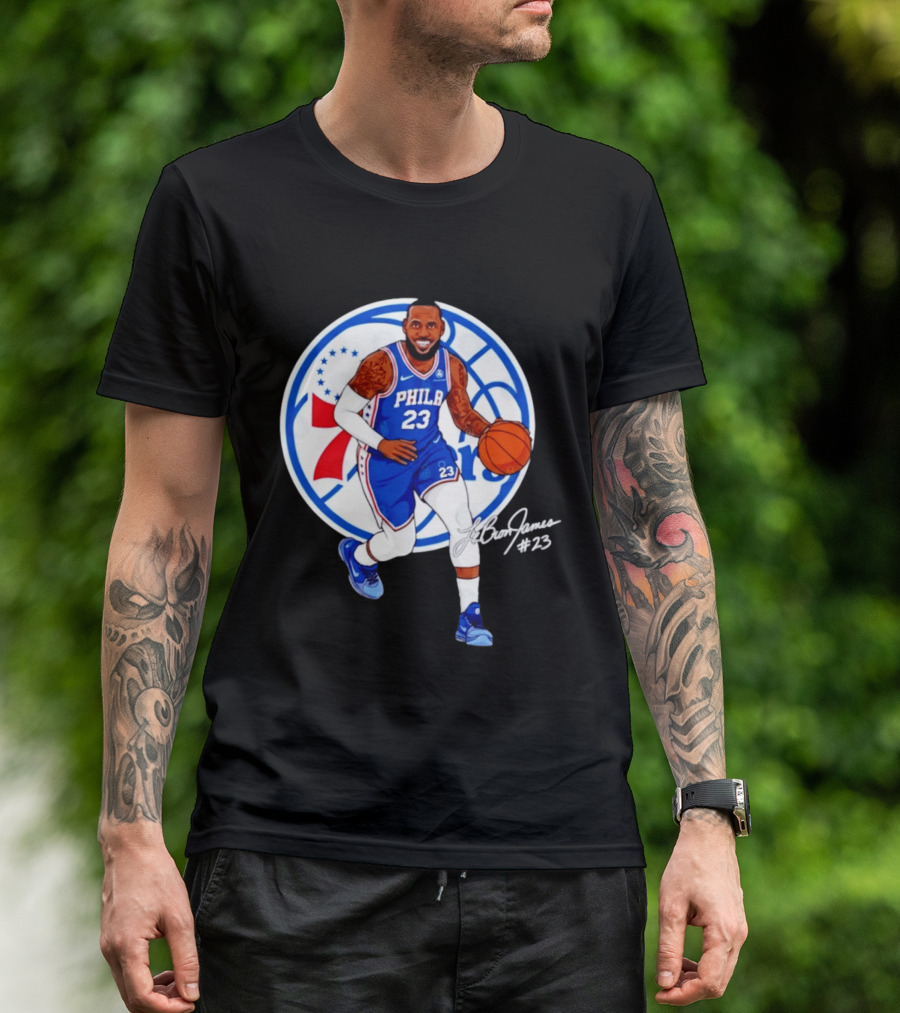 Philadelphia 76ers 23 LeBron James Blue Basketball Phila 76ers T-Shirt