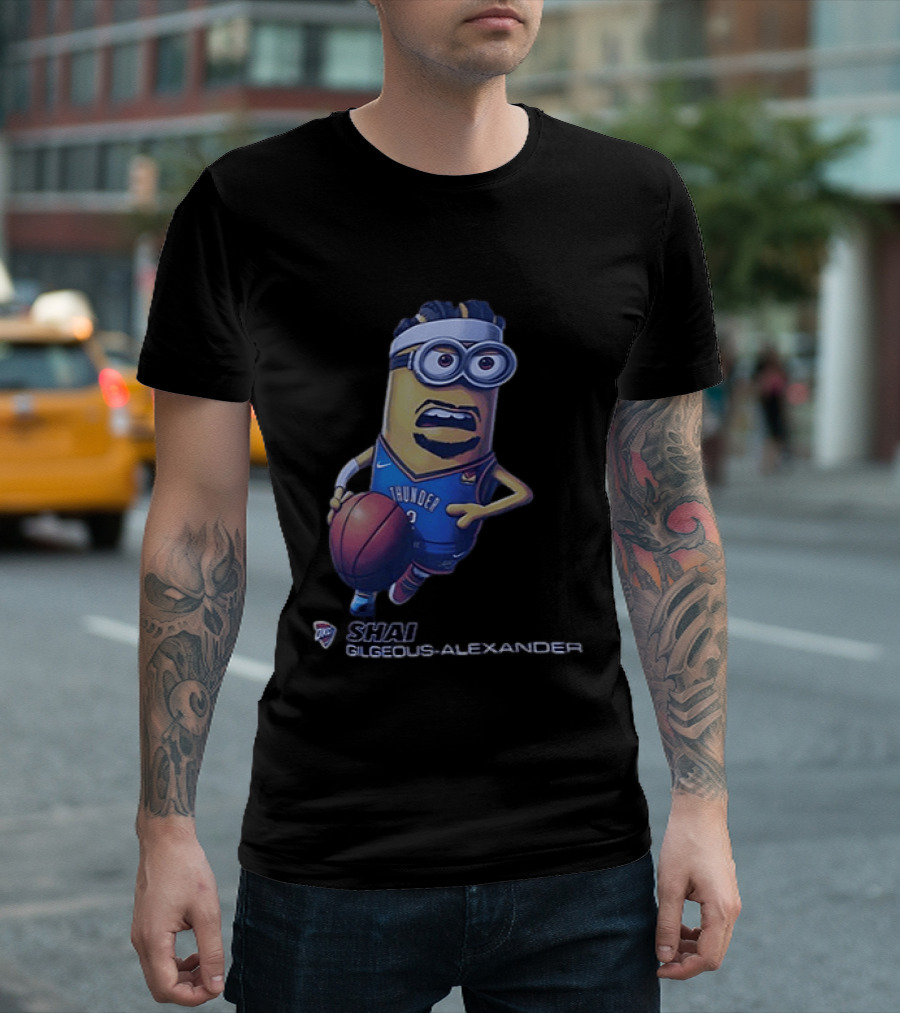 OKC Thunder NBA Shai Gilgeous Alexander Minion Basketball Player T-Shirt