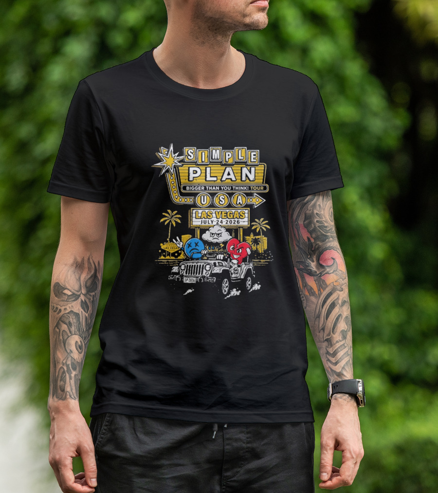 Simple Plan Bigger Than You Think Tour USA Las Vegas July 4 2026 Pearl Concert Theater Palms Casino Resort T-Shirt