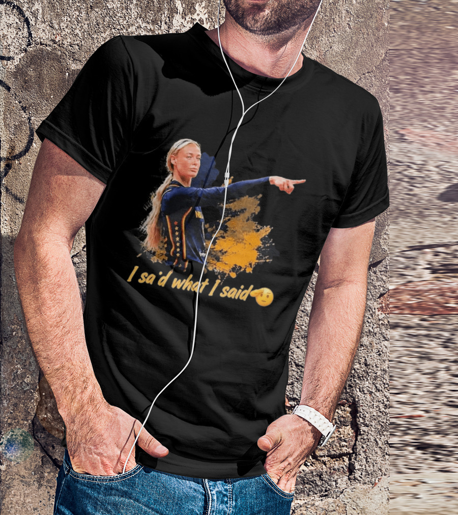 Sophie Cunningham I Said What I Said Yellow And Blue Basketball Emoji T-Shirt