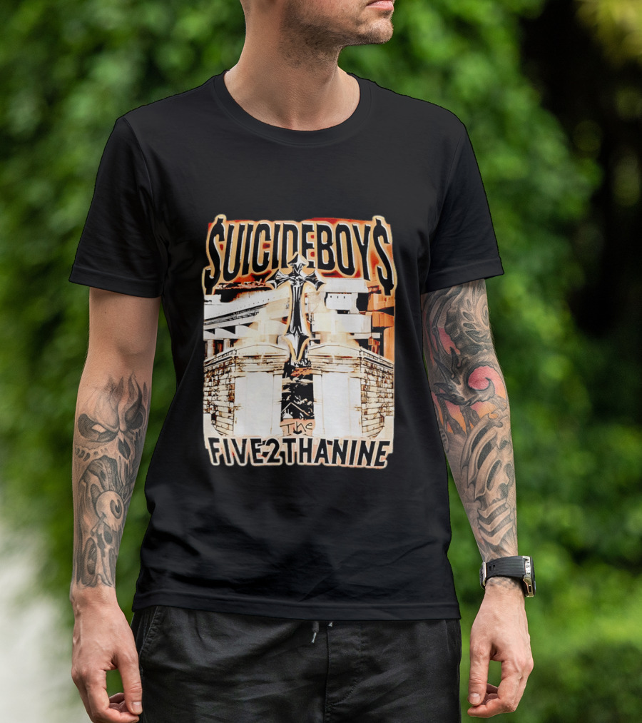 SUICIDEBOYS The Five2thanine Gothic Cross Block Letters T-Shirt