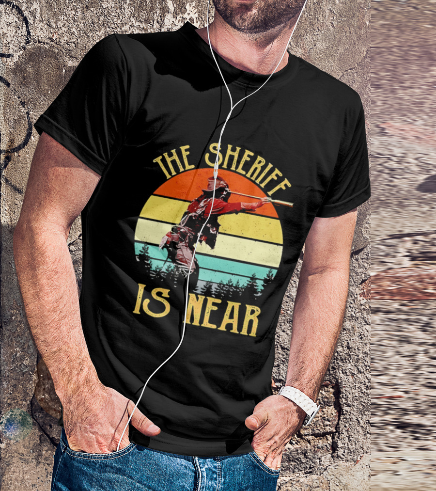 The Sheriff Is Near Western Cowboy Retro Sunset T-Shirt