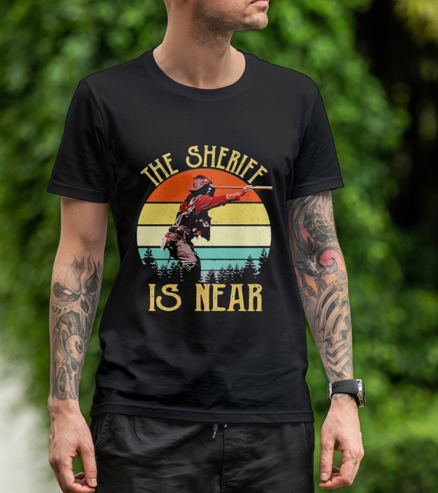 The Sheriff Is Near Western Cowboy Retro Sunset T-Shirt