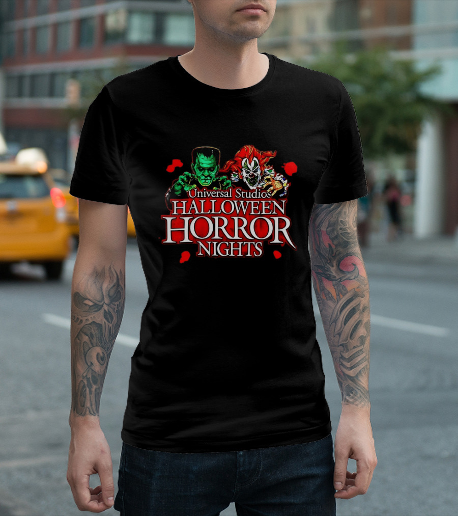 Universal Studios Halloween Horror Nights 2026 Classic Monsters And Killer Clowns T-Shirt