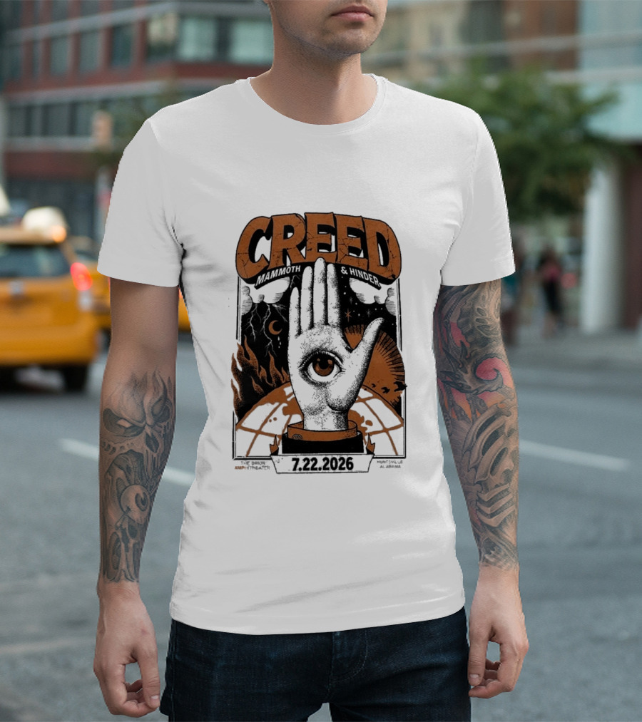 Creed Huntsville Alabama 2026 Event Orion Amphitheater July 22 Eye In Hand T-Shirt