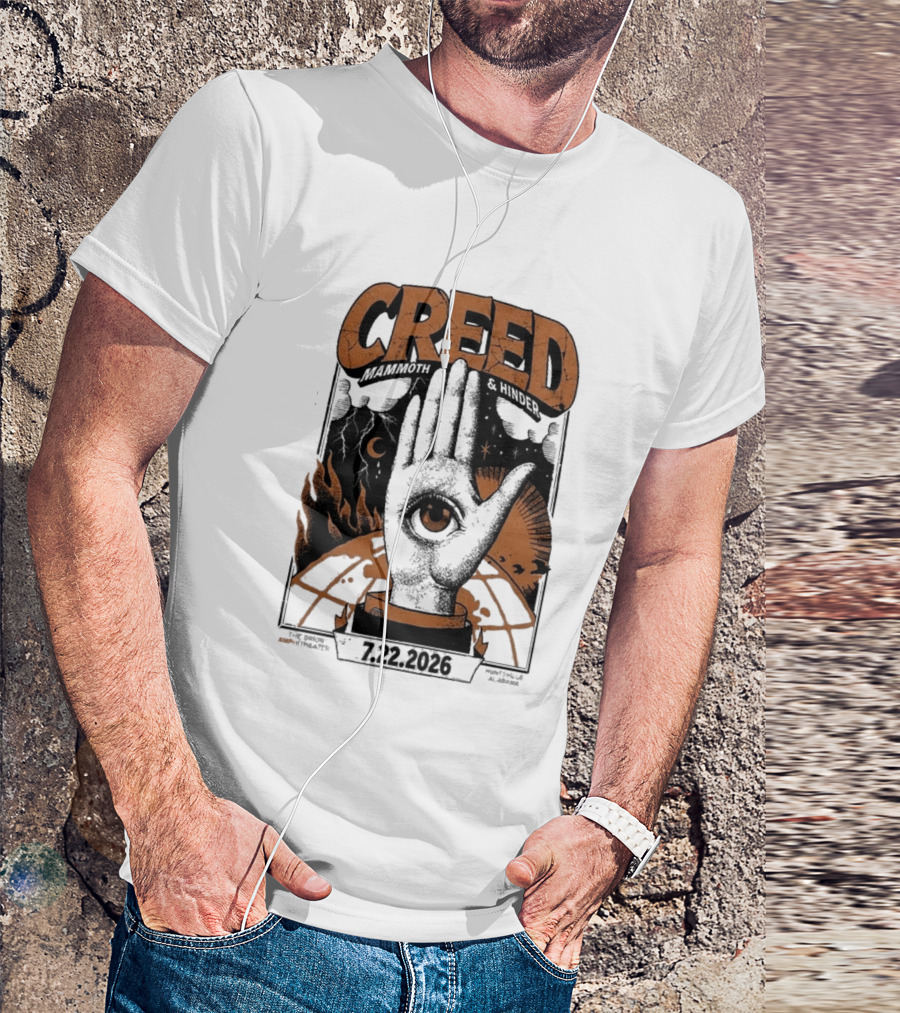 Creed Huntsville Alabama 2026 Event Orion Amphitheater July 22 Eye In Hand T-Shirt
