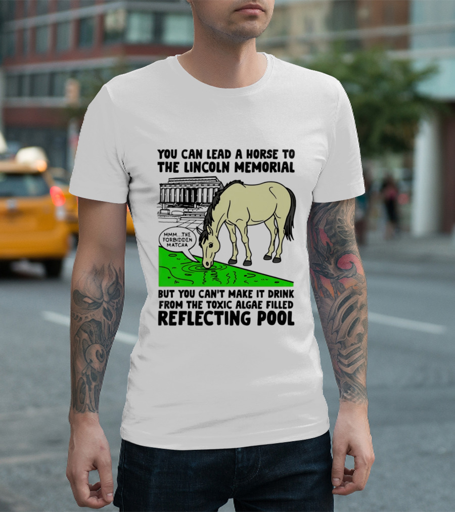 You Can Lead A Horse To The Lincoln Memorial Nnmm This Forbidden Matcha Toxic Algae Filled Reflecting Pool T-Shirt