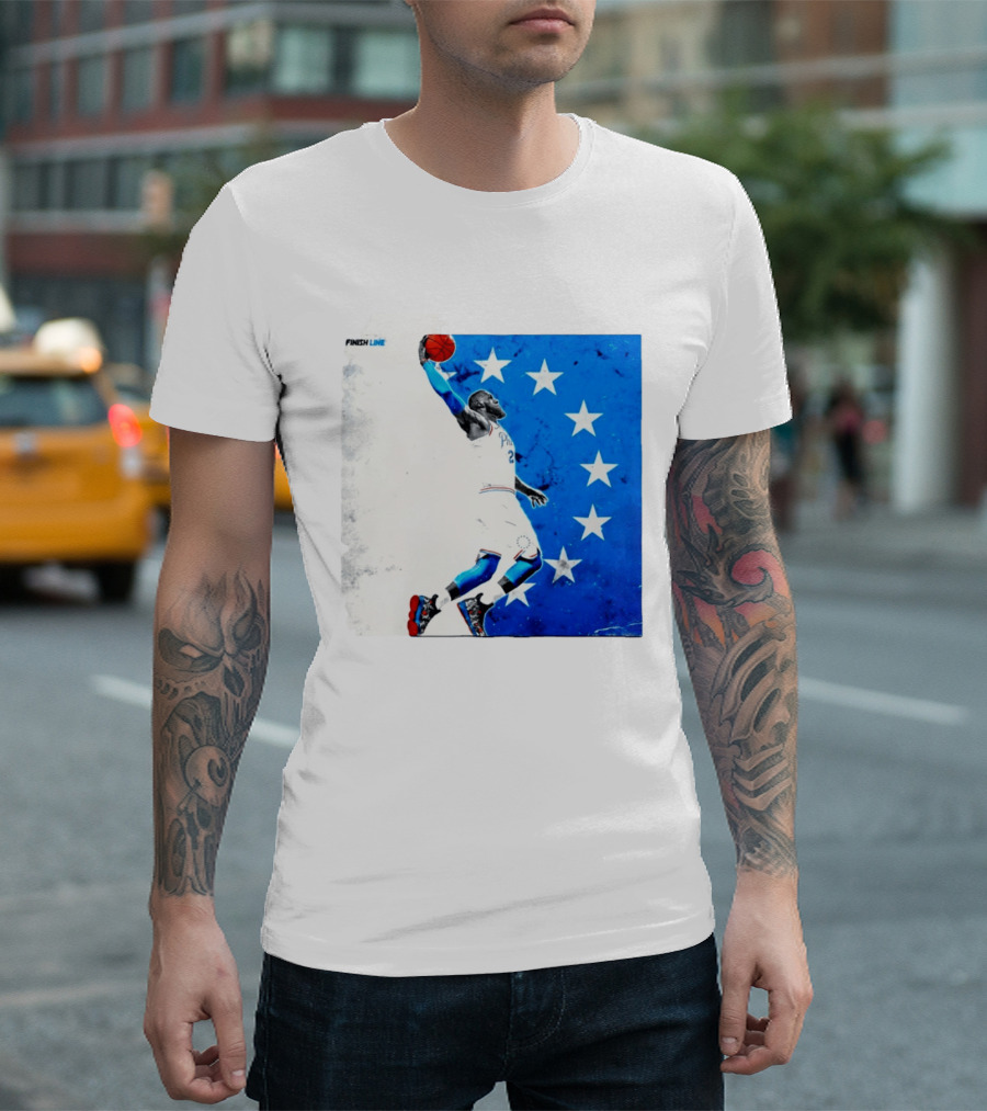 LeBron James Philadelphia 76ers Finish Line Stars Basketball Dunk T-Shirt