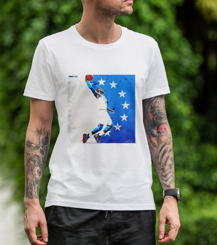 LeBron James Philadelphia 76ers Finish Line Stars Basketball Dunk T-Shirt