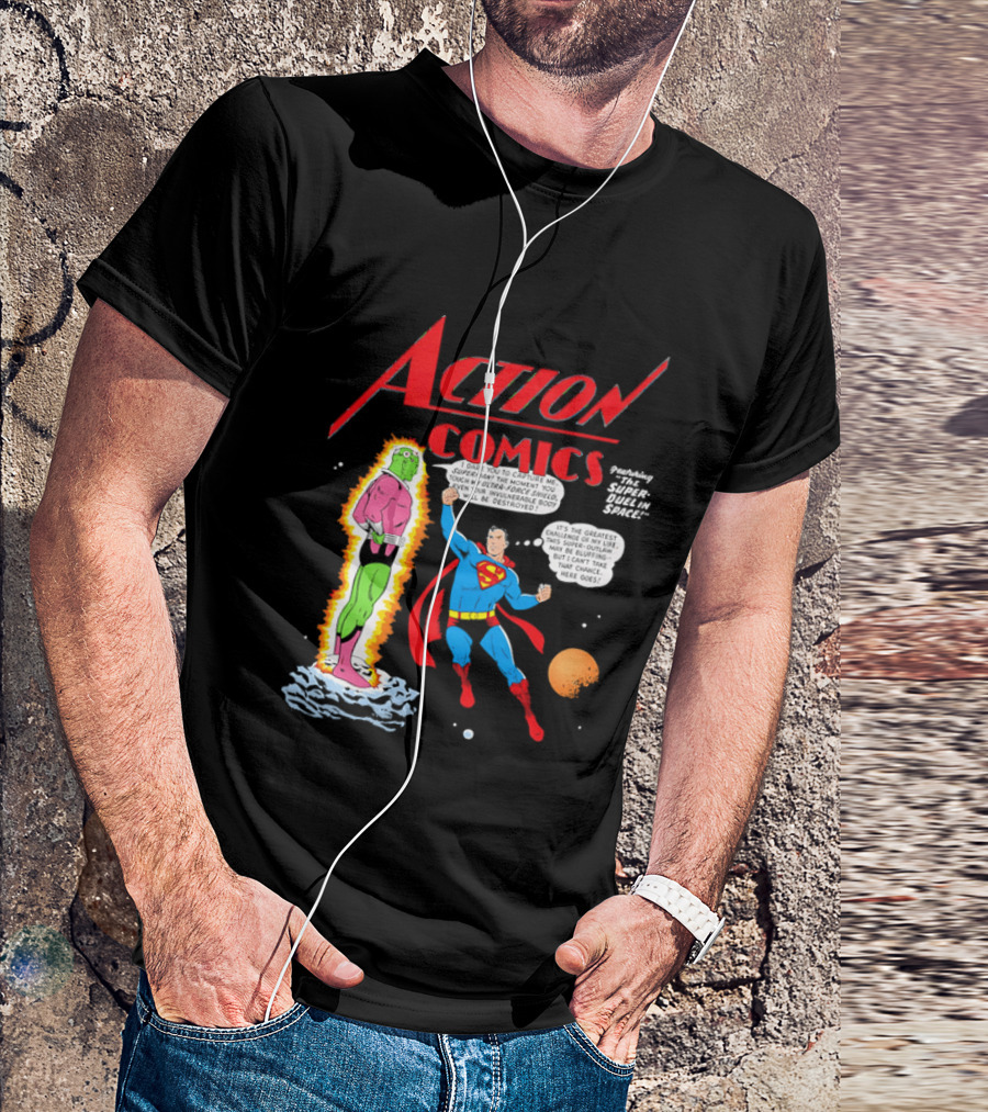 Action Comics Superman I Dare You To Capture Me Super Duel In Space T-Shirt