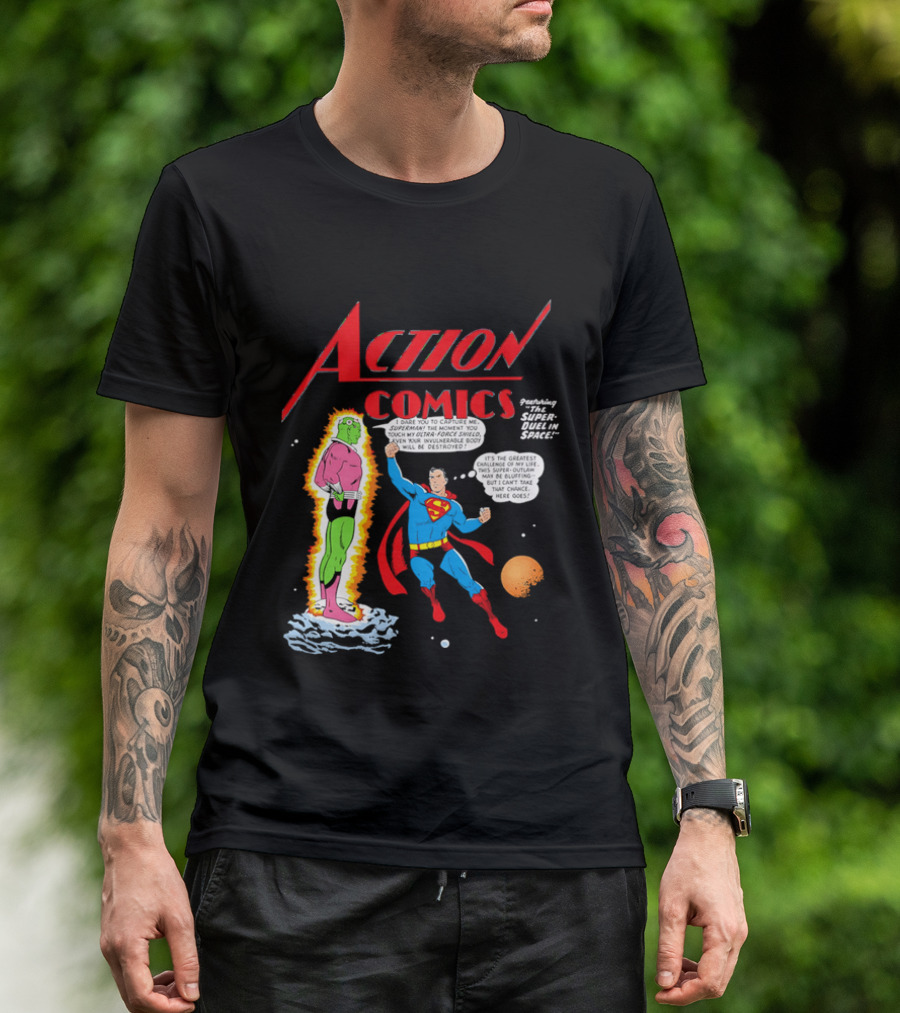 Action Comics Superman I Dare You To Capture Me Super Duel In Space T-Shirt