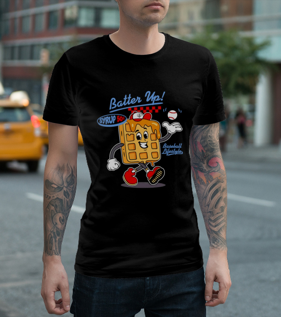 Batter Up Syrup Baseball Waffle Fun Sports Lifestyle T-Shirt