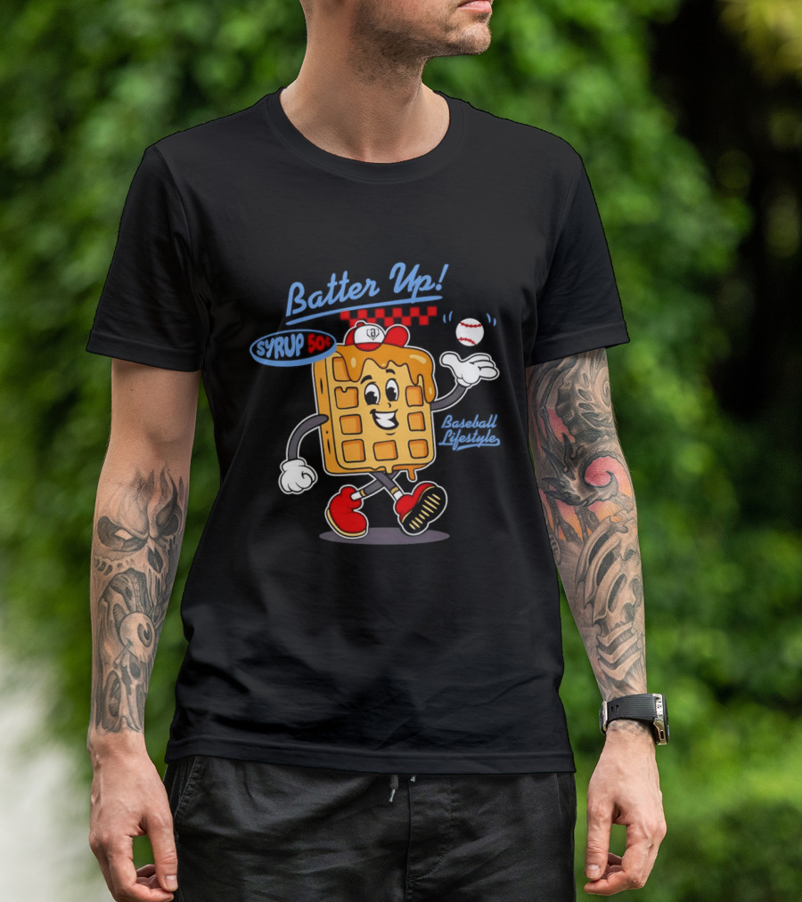 Batter Up Syrup Baseball Waffle Fun Sports Lifestyle T-Shirt