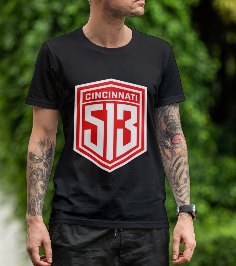Cincinnati 513 Shield Emblem Area Code T-Shirt