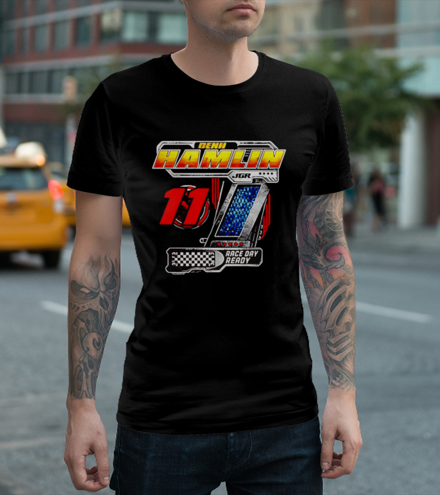 Denny Hamlin Joe Gibbs Racing 11 Race Day Ready Checkerboard Speedometer T-Shirt