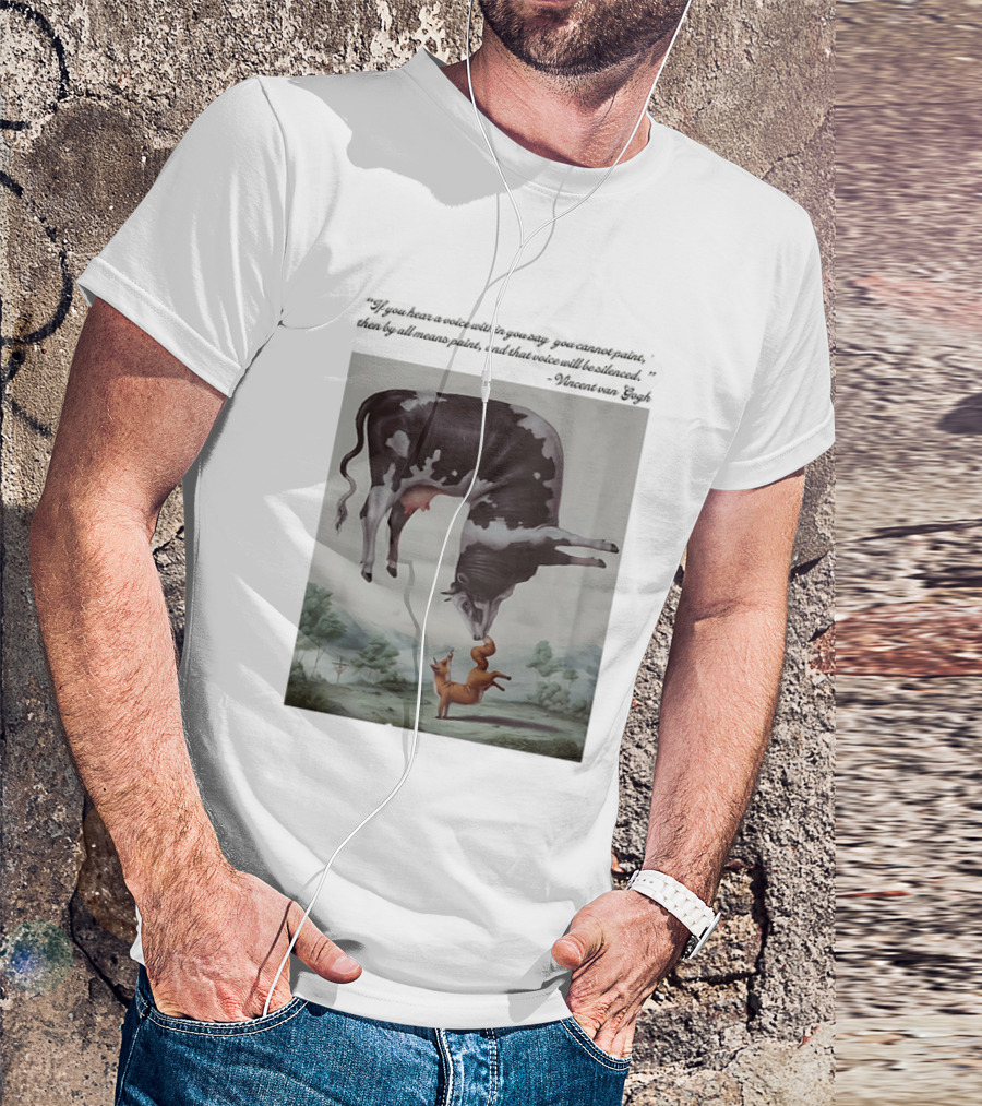 Vincent Van Gogh Quote With Inverted Cow And Fox Scene T-Shirt