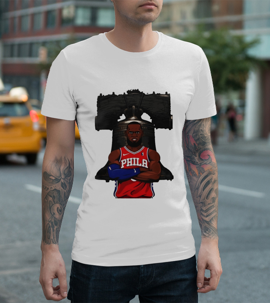 Philadelphia 76ers 2026 LeBron James Liberty Bell Basketball T-Shirt