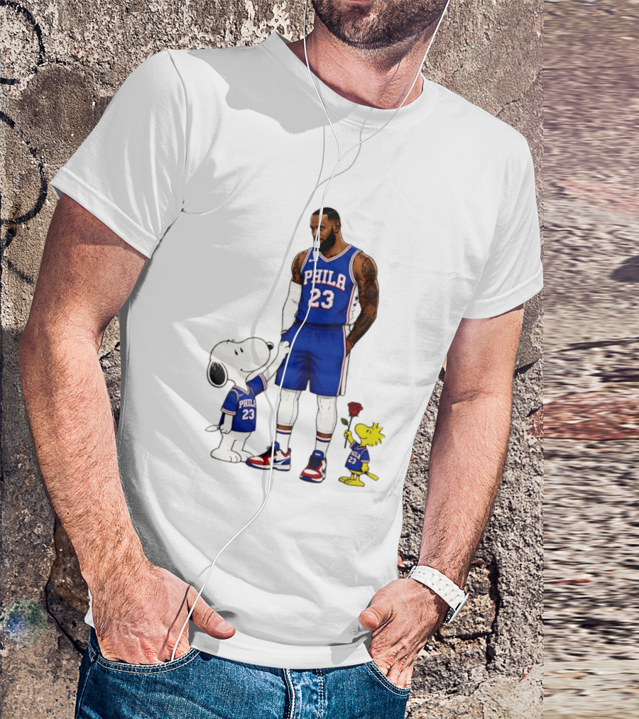 Philadelphia 76ers LeBron James With Snoopy And Woodstock 2026 T-Shirt