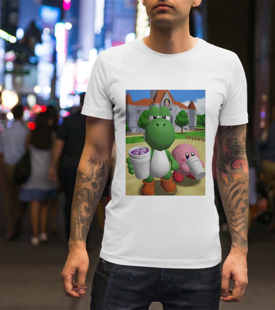 Yoshi Kirby Lean Purple Drink Castle Scene T-Shirt