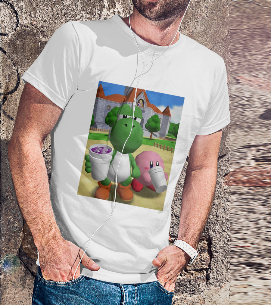 Yoshi Kirby Lean Purple Drink Castle Scene T-Shirt
