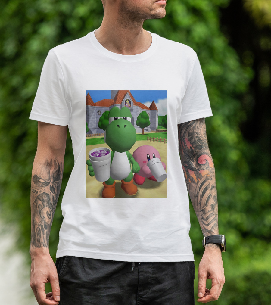 Yoshi Kirby Lean Purple Drink Castle Scene T-Shirt