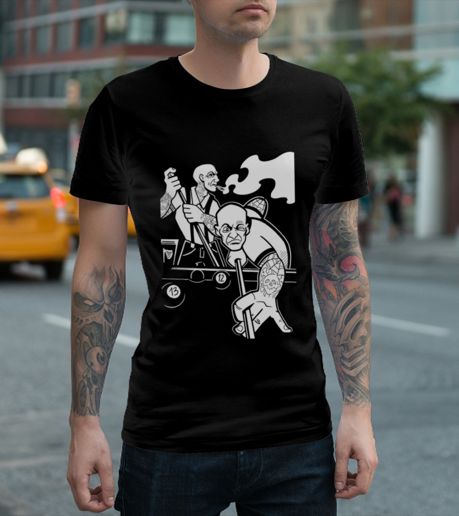 13 12 Tattooed Billiard Players Smoking Pool Game T-Shirt