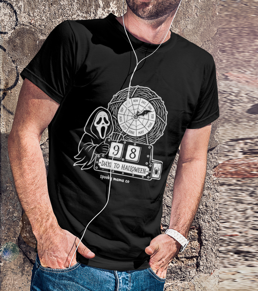Halloween Countdown 98 Days Ghostface Horror Calendar Spooky Mama Co T-Shirt