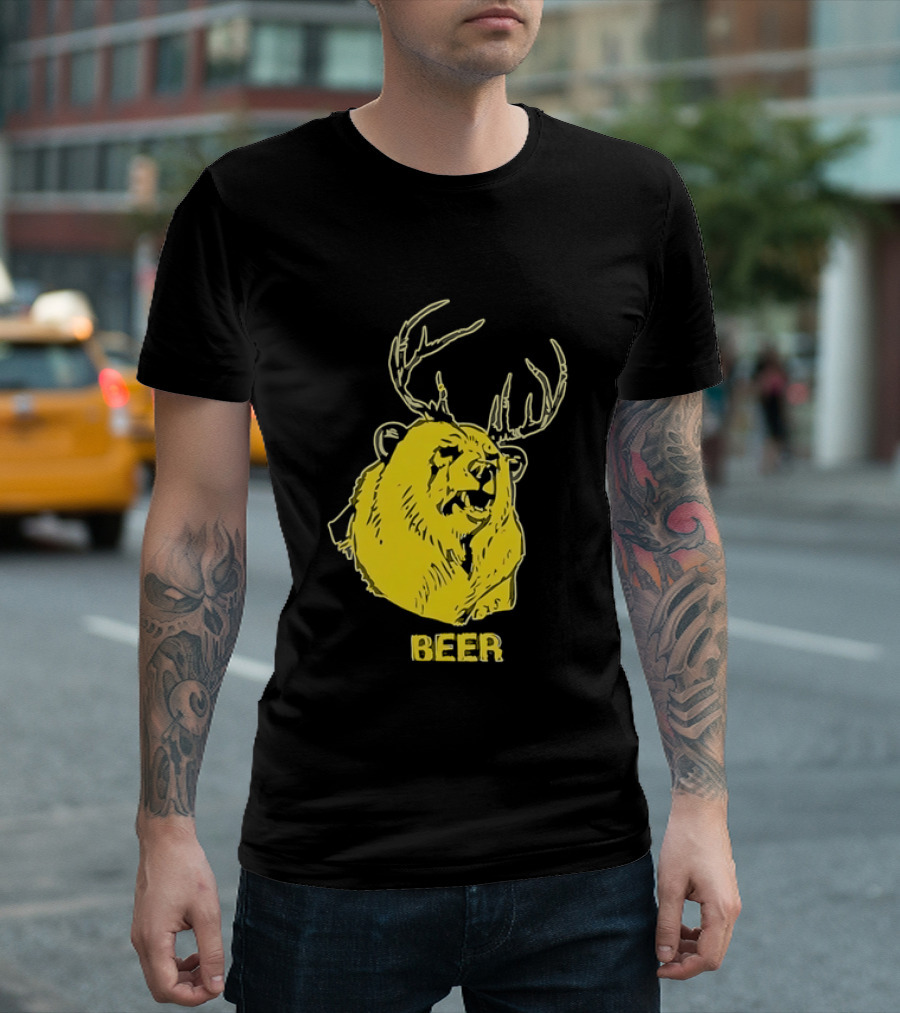 Beer Antlered Bear T-Shirt