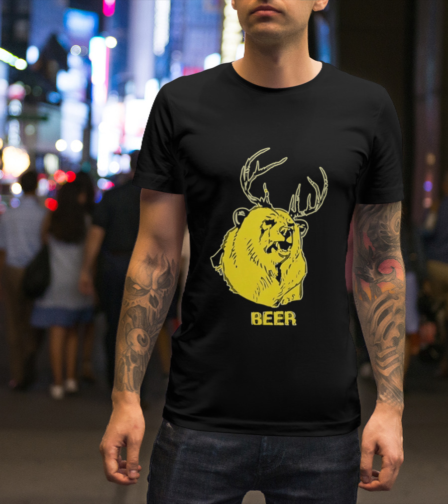 Beer Antlered Bear T-Shirt