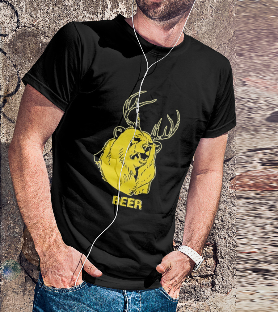 Beer Antlered Bear T-Shirt