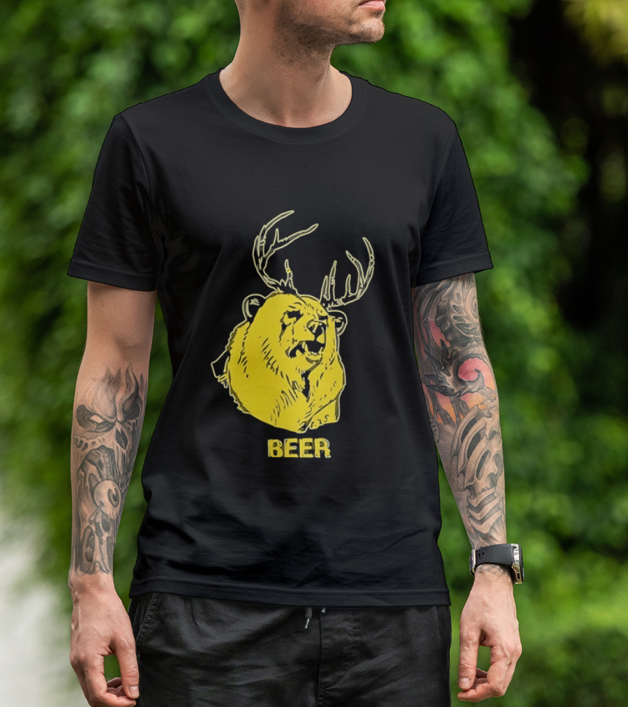 Beer Antlered Bear T-Shirt