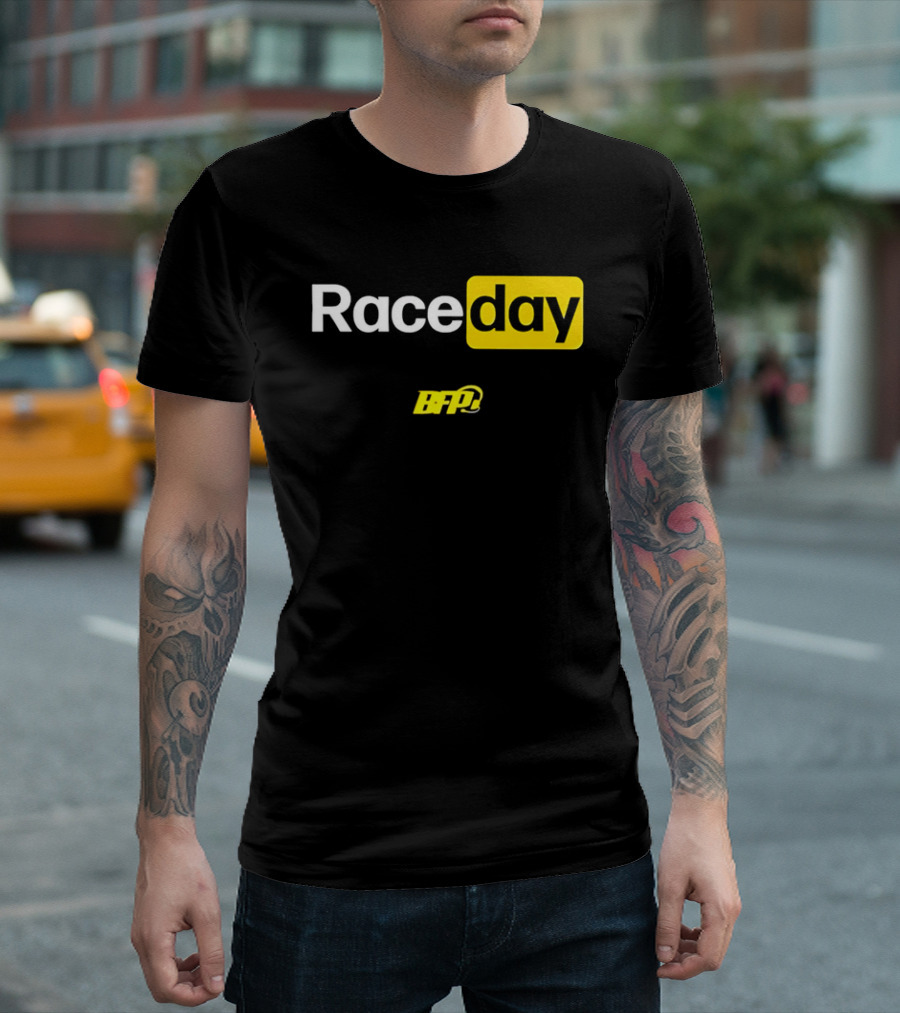 BFP Raceday Bold White Yellow Racing T-Shirt
